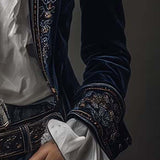 Athénaïs | Giacca Lunga Ricamata Vintage Blu Marino