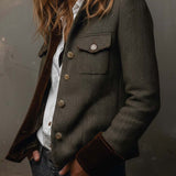 Honorine | Blazer Vintage Chevron con Bordature Contrastanti