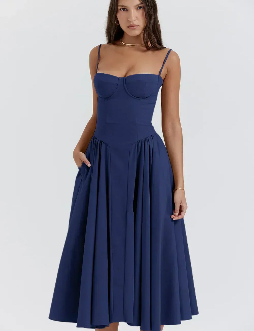 Sigrid | Vestito bustier senza maniche lunghezza midi