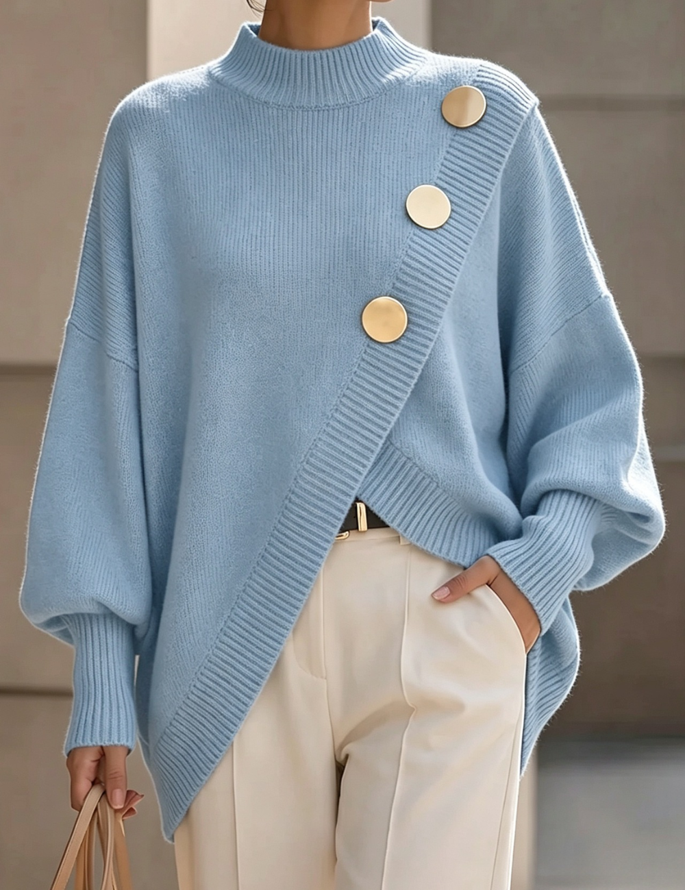 Marisse | Maglione con Collo Alto e Bottoni