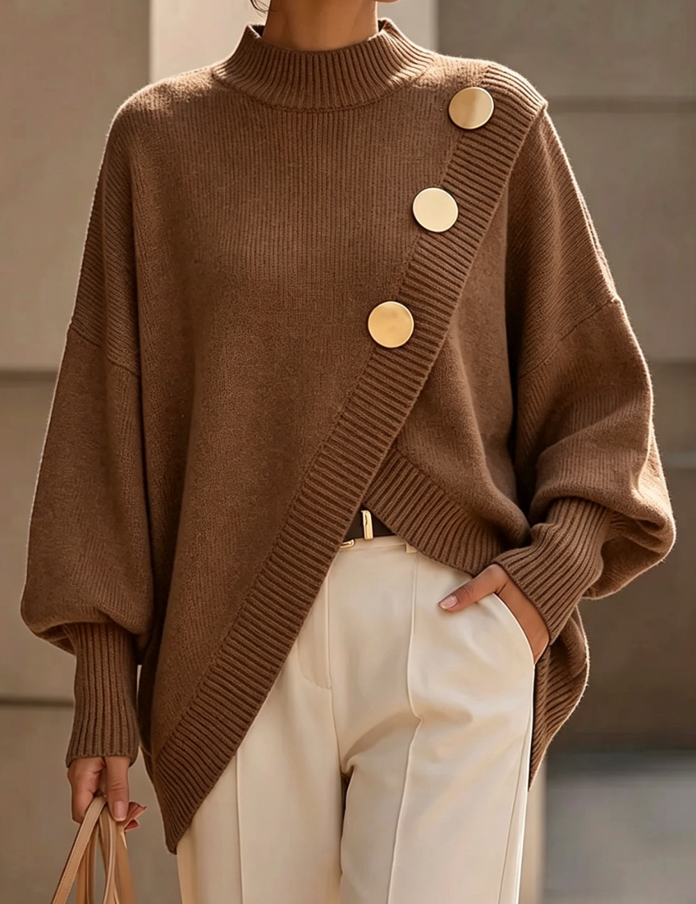 Marisse | Maglione con Collo Alto e Bottoni