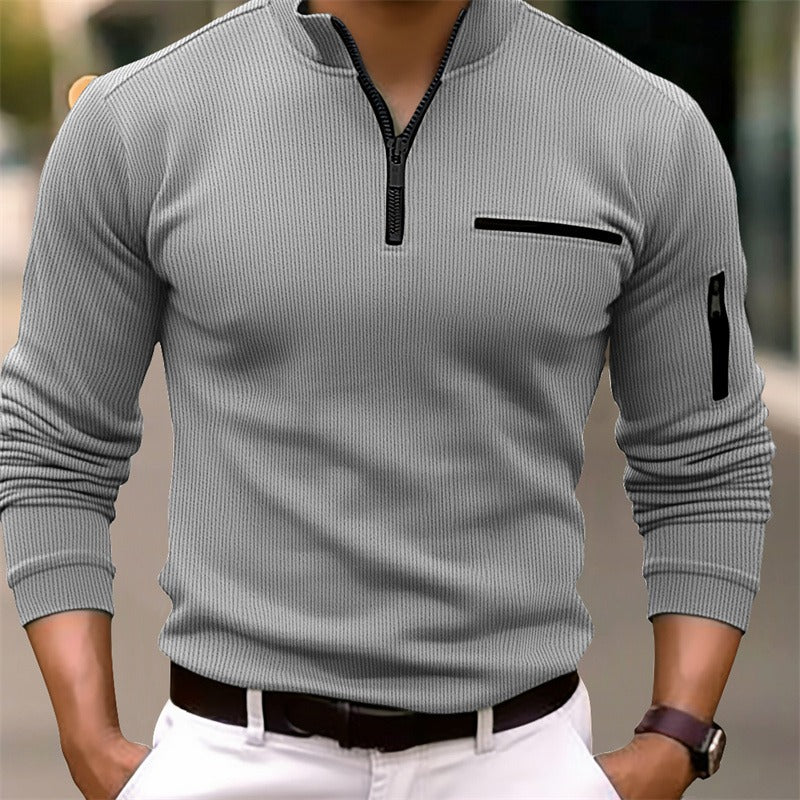 Polo con zip a maniche lunghe Gusteous da uomo