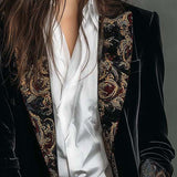 Léontine | Blazer Slim Fit Stampato Barocco Nero