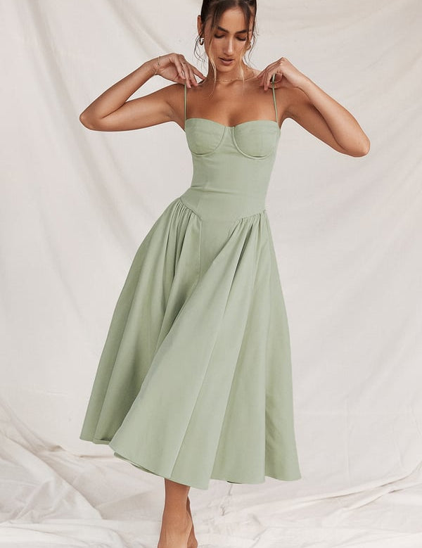 Sigrid | Vestito bustier senza maniche lunghezza midi