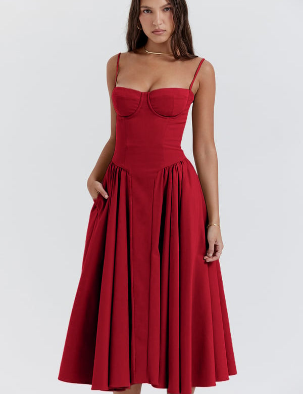 Sigrid | Vestito bustier senza maniche lunghezza midi