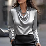 Inês - Blusa di Raso Lussuosa con Scollatura Morbida