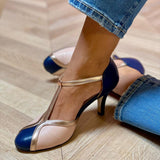 Aléssia - Scarpe con cinturino a T colorate e confortevoli con punta rotonda