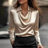 Inês - Blusa di Raso Lussuosa con Scollatura Morbida
