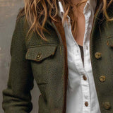Honorine | Blazer Vintage Chevron con Bordature Contrastanti