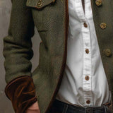 Honorine | Blazer Vintage Chevron con Bordature Contrastanti