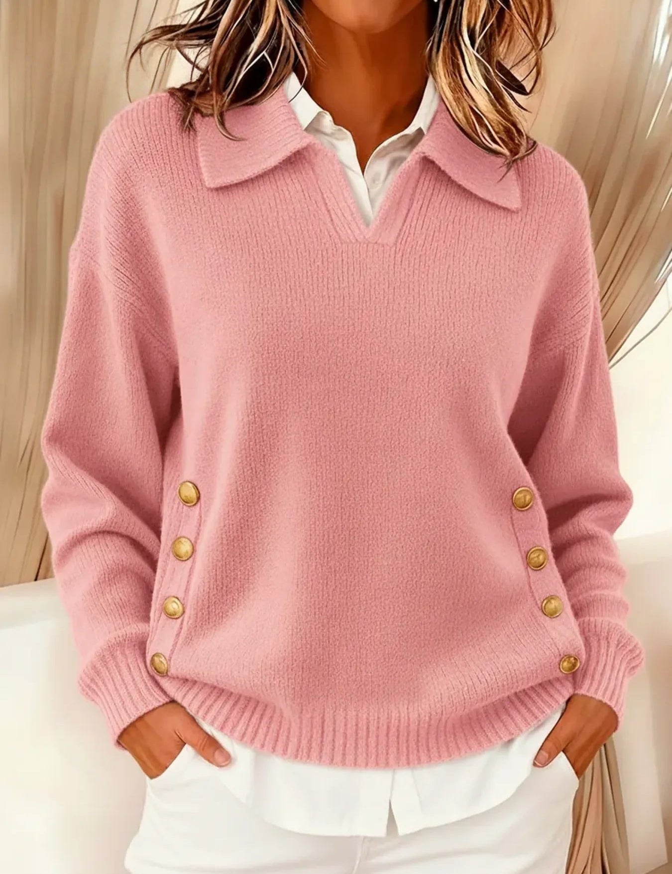 Vicenta | Maglione con Collo Polo e Bottoni