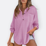 Inês - Blusa Tunica Leggera Scollatura a V con Bottoni