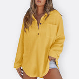Inês - Blusa Tunica Leggera Scollatura a V con Bottoni