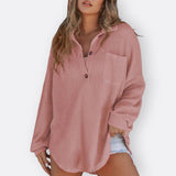 Inês - Blusa Tunica Leggera Scollatura a V con Bottoni
