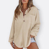 Inês - Blusa Tunica Leggera Scollatura a V con Bottoni