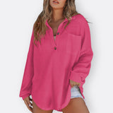 Inês - Blusa Tunica Leggera Scollatura a V con Bottoni