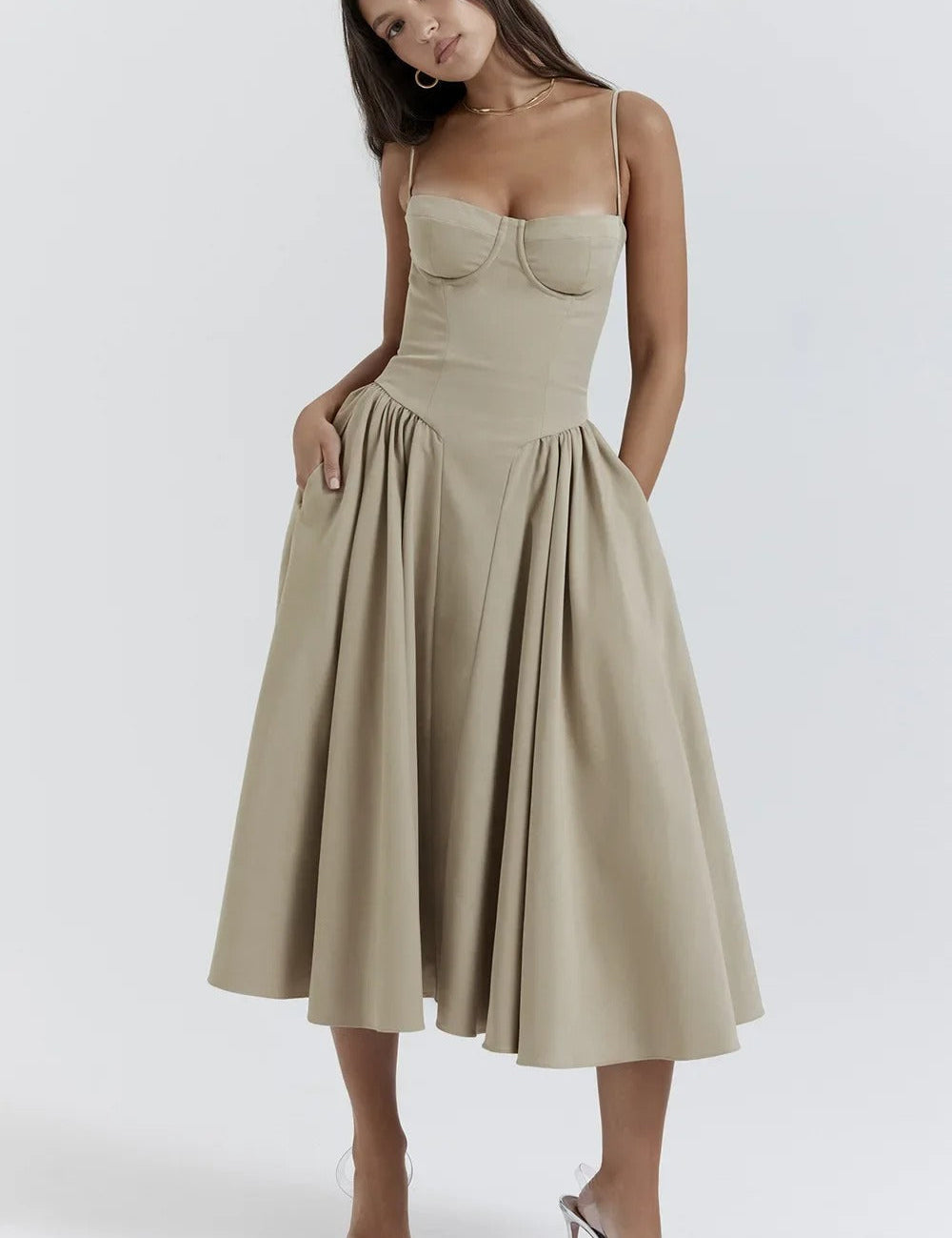 Sigrid | Vestito bustier senza maniche lunghezza midi