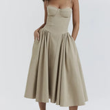 Sigrid | Vestito bustier senza maniche lunghezza midi