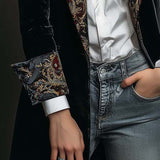 Léontine | Blazer Slim Fit Stampato Barocco Nero