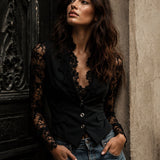 Noémie | Giacca Nera con Maniche Semi-Transparenti