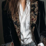 Léontine | Blazer Slim Fit Stampato Barocco Nero