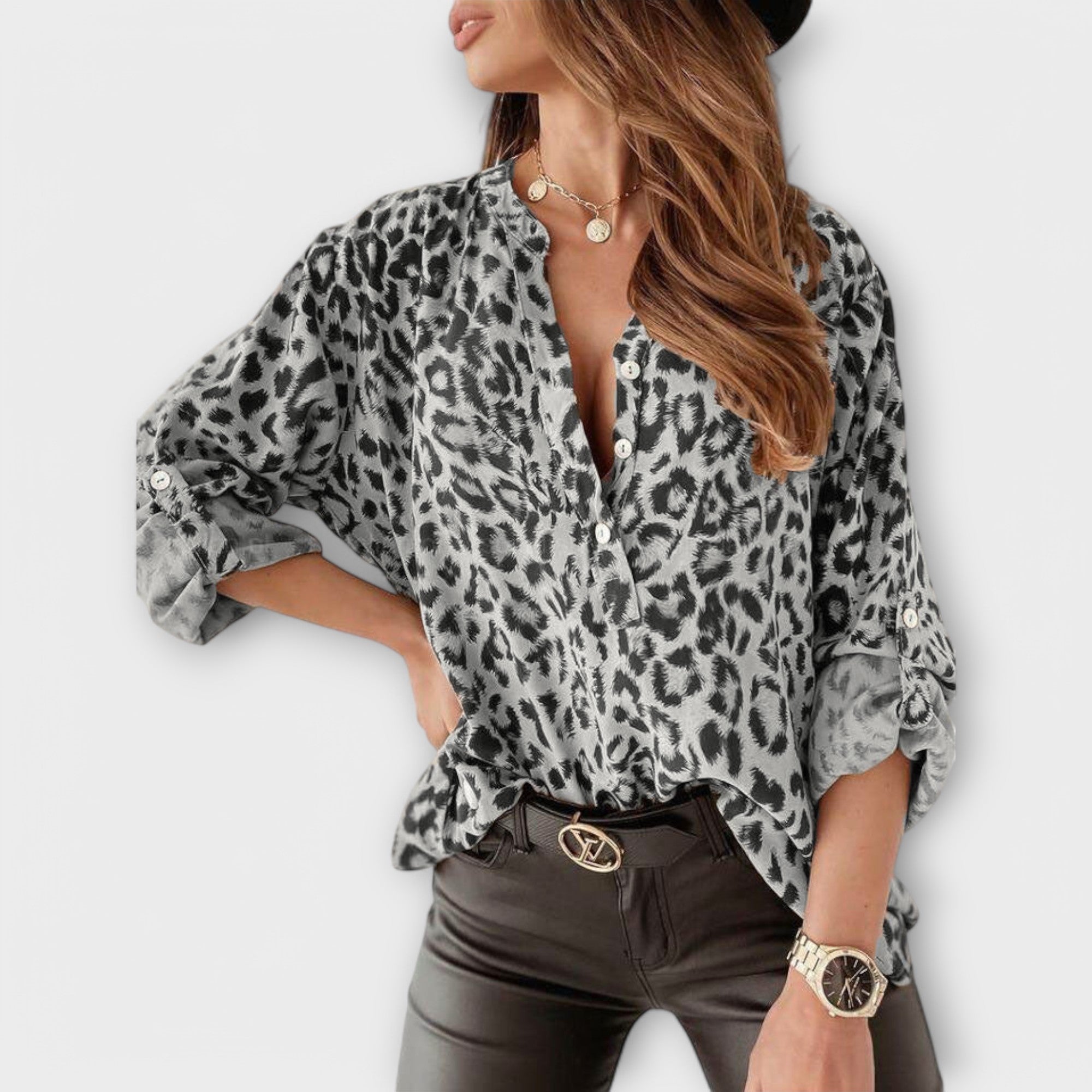 Iara - Blusa moderna stampa leopardata