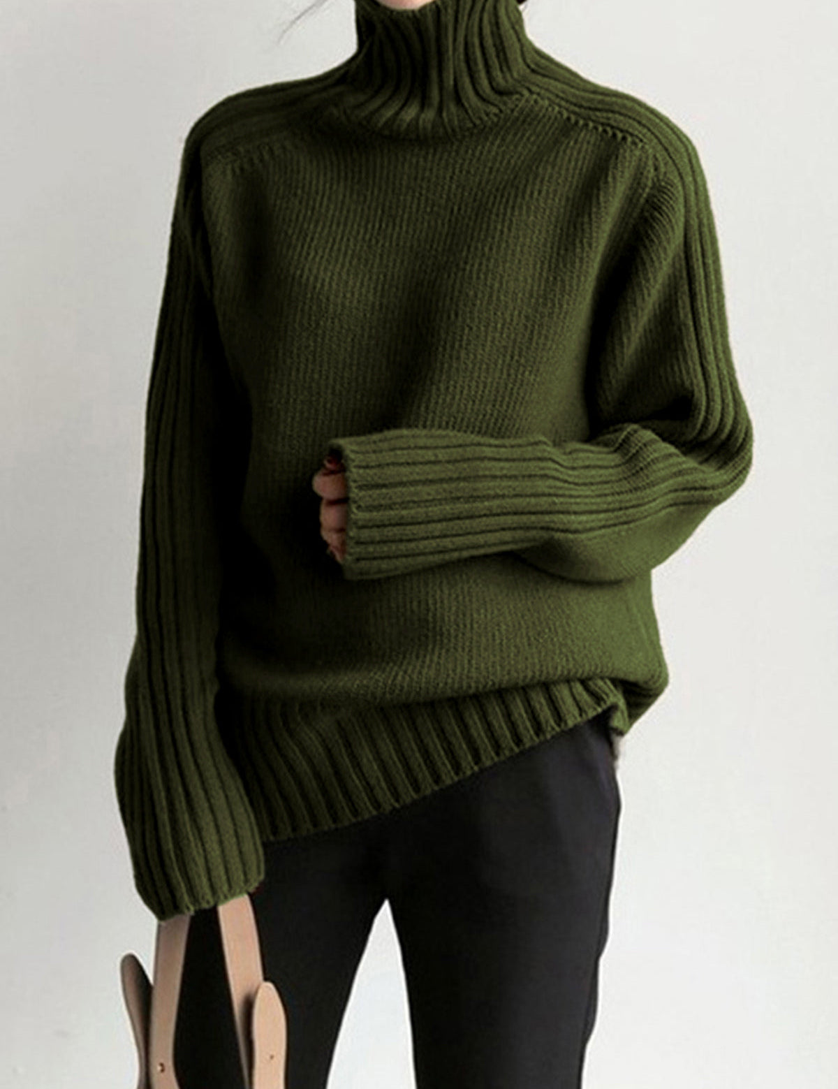 Fern | Maglione a Collo Alto a Coste