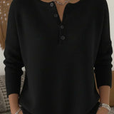 Helena | Maglione in Jersey con Bottoni Henley
