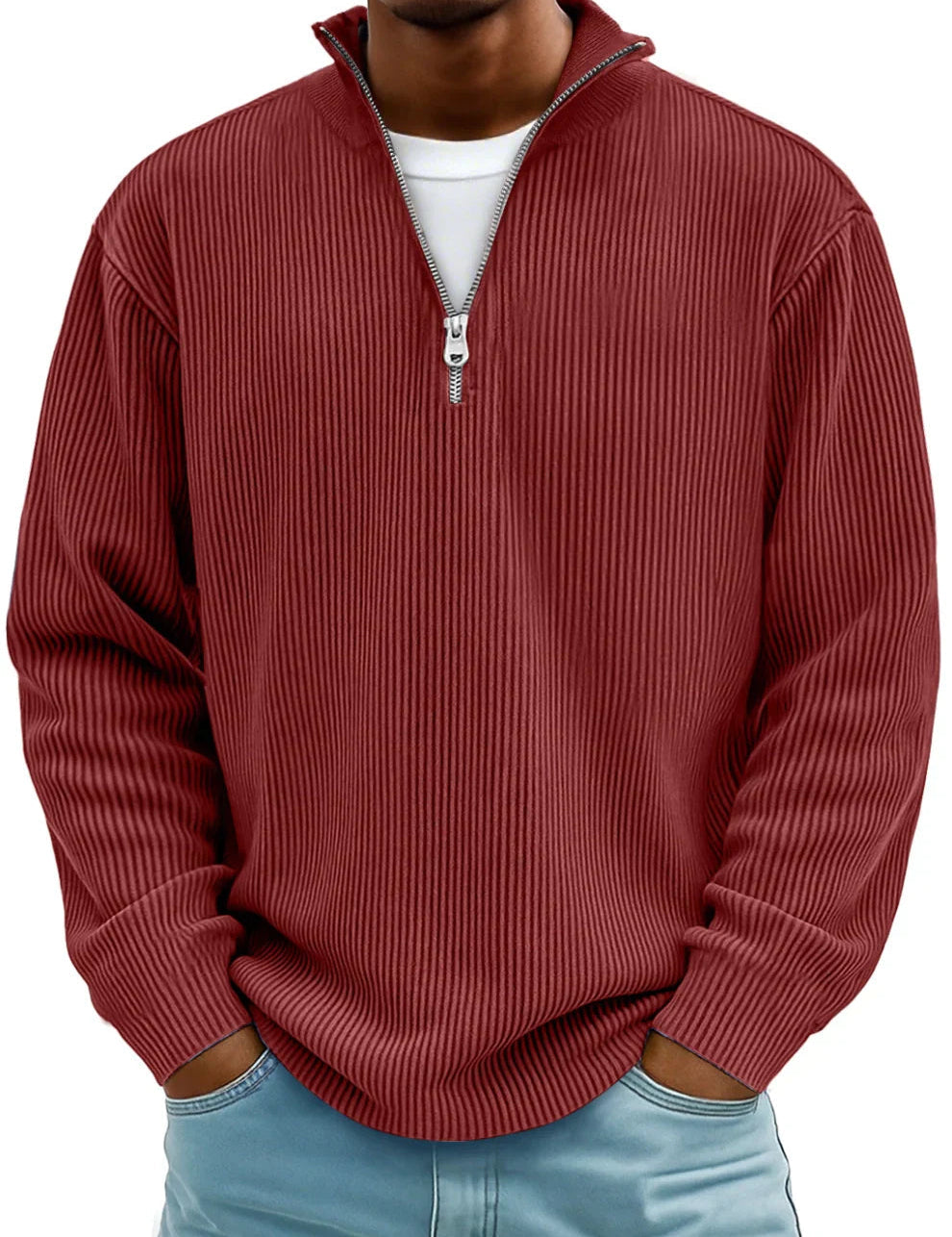 Owen | Maglione in Velluto a Coste con Zip