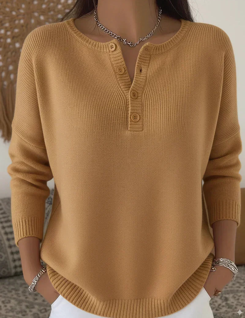 Helena | Maglione in Jersey con Bottoni Henley