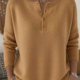 Helena | Maglione in Jersey con Bottoni Henley