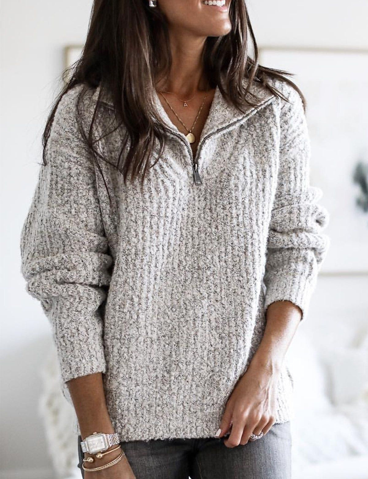 Greta | Maglione Relaxato con Zip a Due Vie