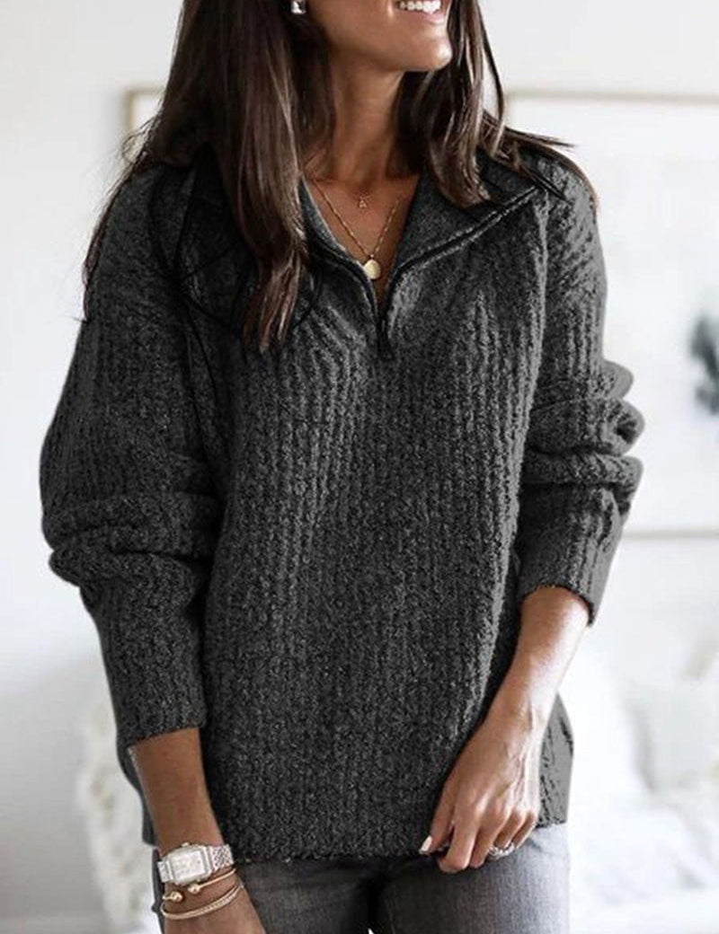 Greta | Maglione Relaxato con Zip a Due Vie