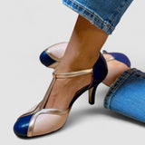 Aléssia - Scarpe con cinturino a T colorate e confortevoli con punta rotonda
