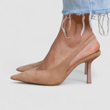 Marlena - Décolleté slingback nude con tacco sottile