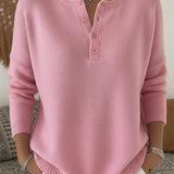 Helena | Maglione in Jersey con Bottoni Henley