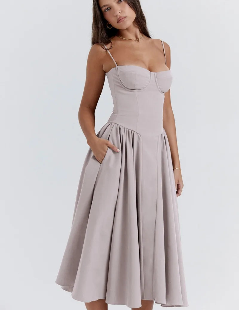 Sigrid | Vestito bustier senza maniche lunghezza midi