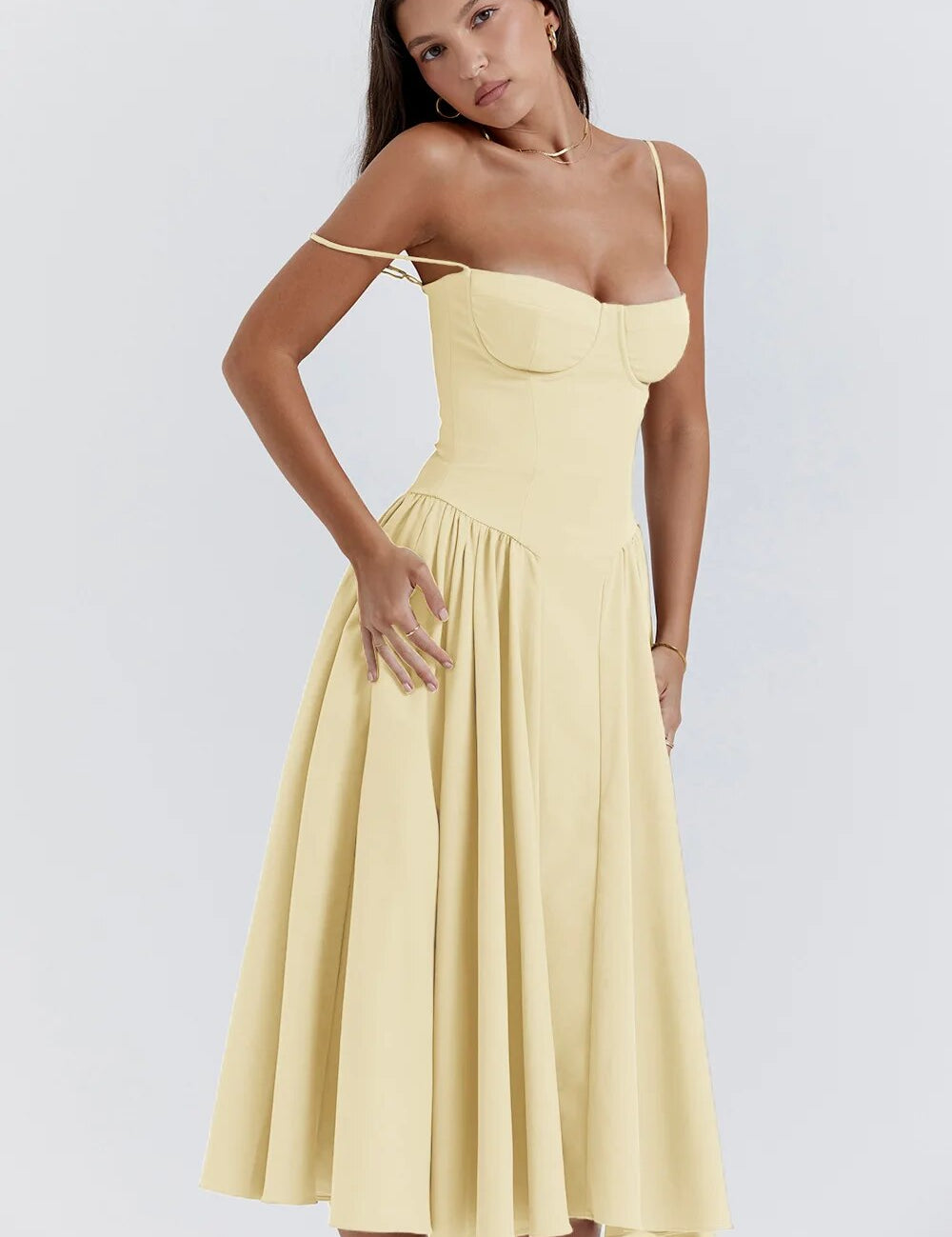 Sigrid | Vestito bustier senza maniche lunghezza midi