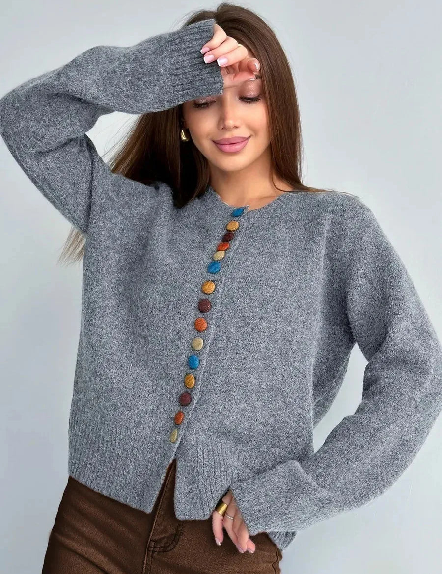 Nicole - Cardigan con Dettaglio di Bottoni