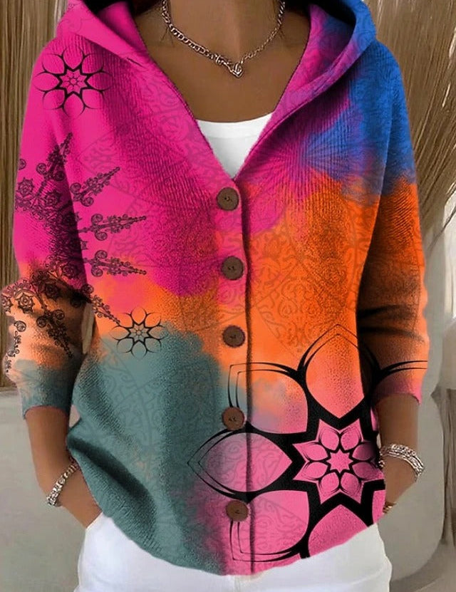 Paloma | Cappotto in Maglia Stampato con Cappuccio