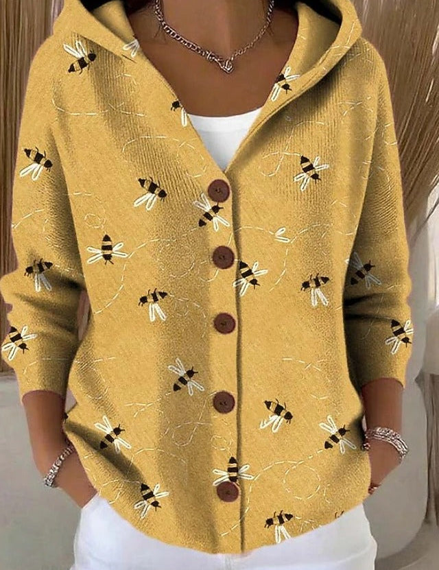 Paloma | Cappotto in Maglia Stampato con Cappuccio