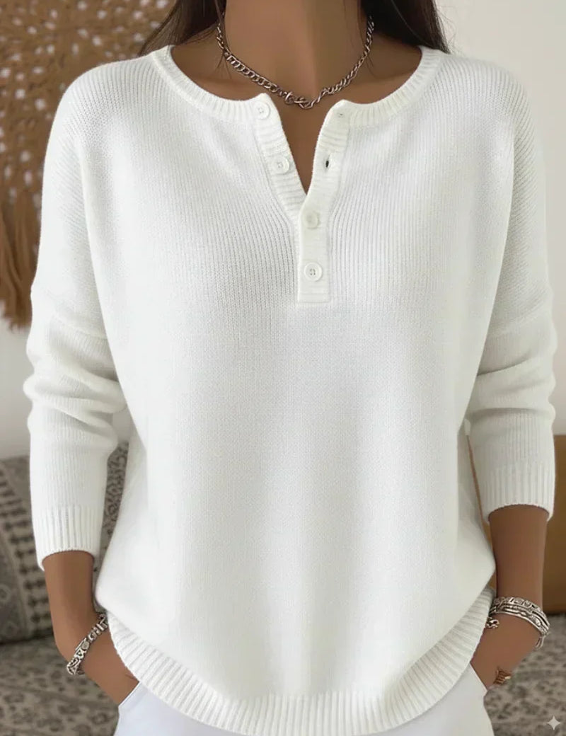 Helena | Maglione in Jersey con Bottoni Henley