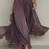 Flavia | Abito Lungo Elegante Viola Scollo a Goccia Pizzo
