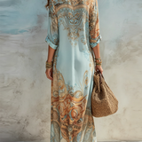 Luisa | Vestito maxi chemisier mediterraneo