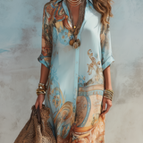 Luisa | Vestito maxi chemisier mediterraneo