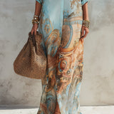 Luisa | Vestito maxi chemisier mediterraneo