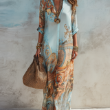 Luisa | Vestito maxi chemisier mediterraneo
