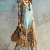 Luisa | Vestito maxi chemisier mediterraneo