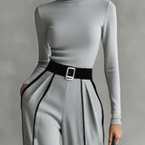 Céline | Completo Chic con Collo Alto & Pantaloni Larghi