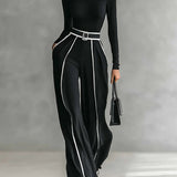 Céline | Completo Chic con Collo Alto & Pantaloni Larghi